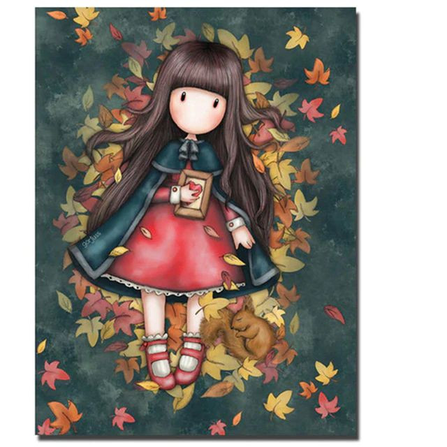 Vorschau des Endergebnisses des Diamantgemäldes „Gorjuss Girl: Autumn Sweetness“.