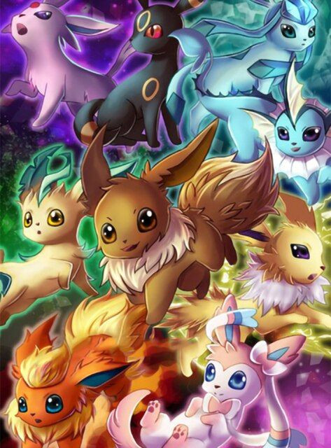 Preview of the final result of the Eevee Dynasty diamond painting.