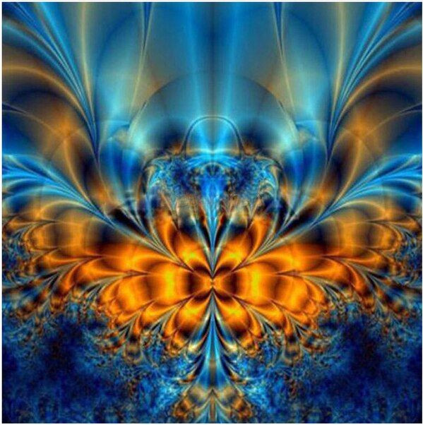 Vorschau des Endergebnisses des Diamantgemäldes „Symmetry of Gold and Azure“.