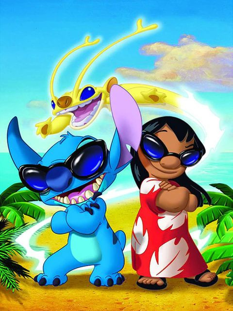 Vorschau des Endergebnisses des Diamantgemäldes Lilo & Stitch: Coole Haltung.