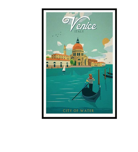 Aperçu du résultat final du diamond painting Vintage Venedig Landschaft.