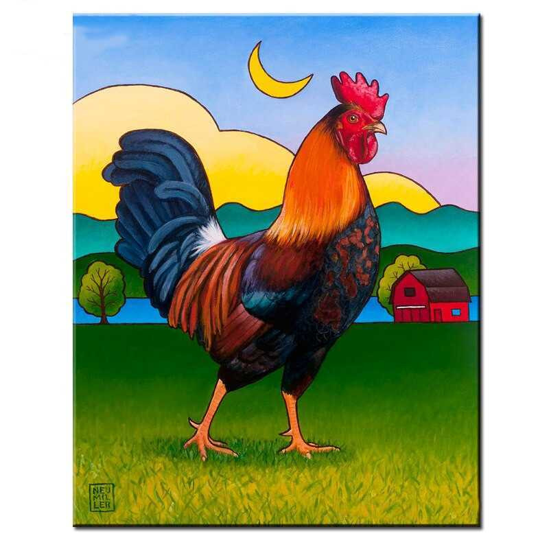 Aperçu du résultat final du diamond painting Le Coq de la Ferme.