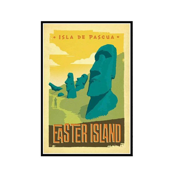 Aperçu du résultat final du diamond painting Vintage Easter Island Landscape.