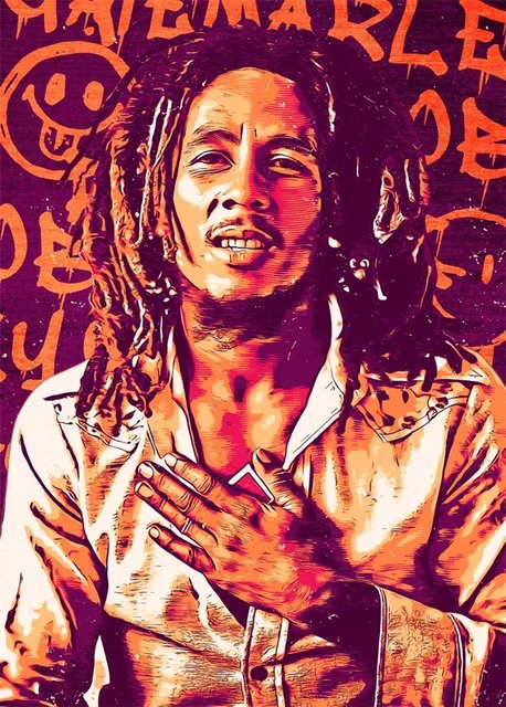 Aperçu du résultat final du diamond painting Bob Marley, l'Âme du Reggae.