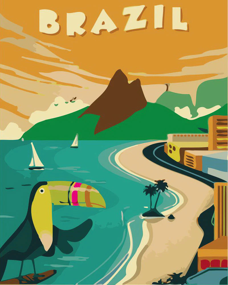 Aperçu du résultat final du diamond painting Vintage Brazil Landscape.