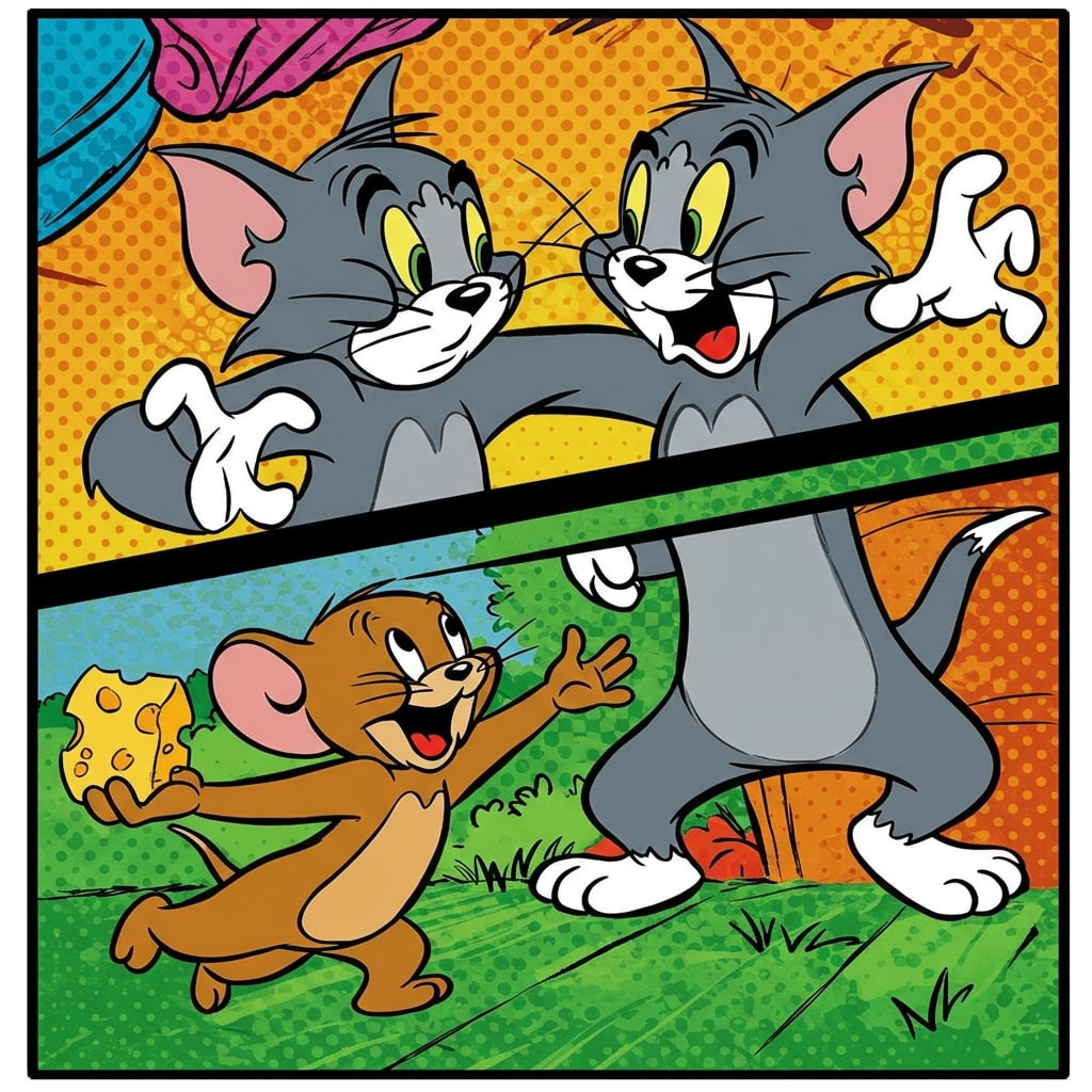 Aperçu du résultat final du diamond painting Tom & Jerry, Style Comics.