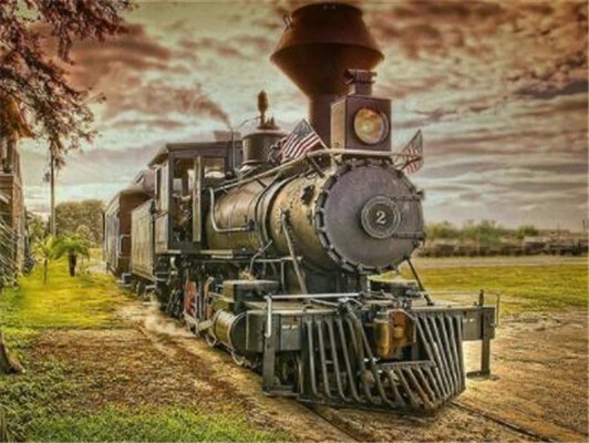 Aperçu du résultat final American Steam Locomotive at Sunset.