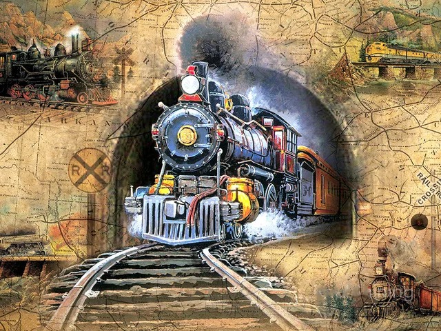 Aperçu du résultat final Voyage Rétro sur Rails : Collage Ferroviaire Vintage.