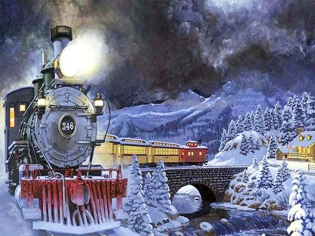 Aperçu du résultat final Locomotive 346 dans l'Hiver Enneigé.