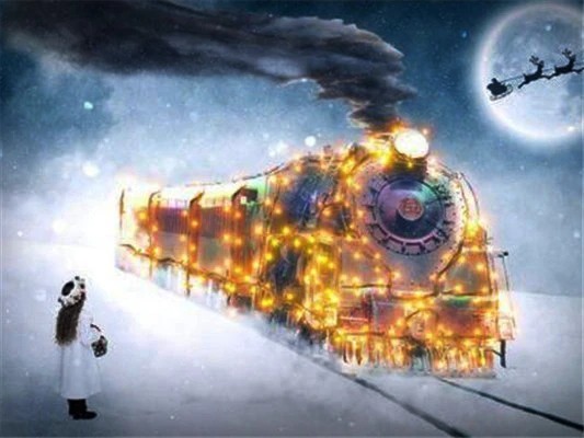 Aperçu du résultat final Kind en Magische Trein onder de Kerstmaan.