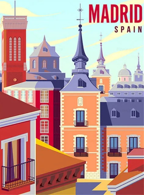 Aperçu du résultat final Madrid en Broderie Diamant : Escapade Colorée.