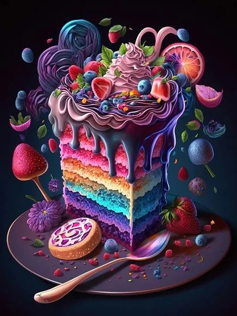 Aperçu du résultat final Regenboogtaart met Verse Bessen.
