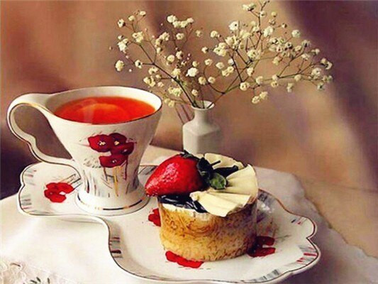 Aperçu du résultat final du diamond painting Tea and Cake.
