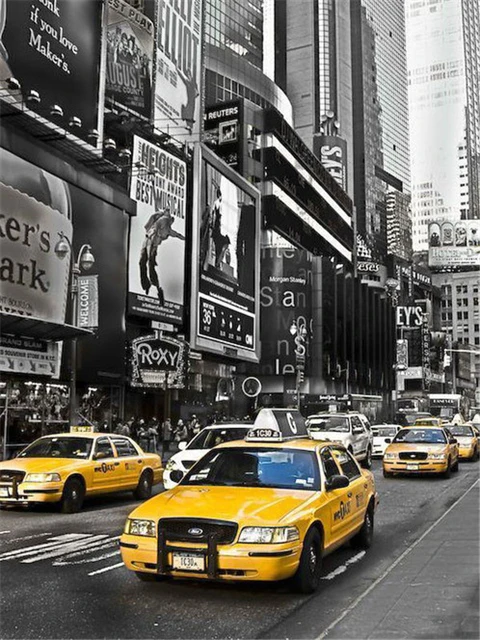 Aperçu du résultat final Gelbe Taxis aus New York als Diamond Painting.