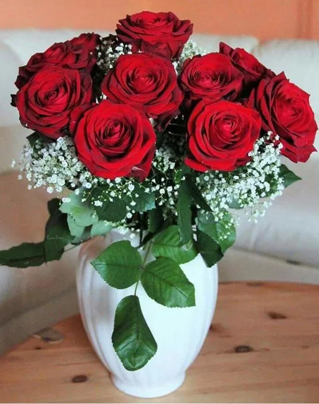 Aperçu du résultat final Mazzo di Rose Rosse in un Vaso Bianco.