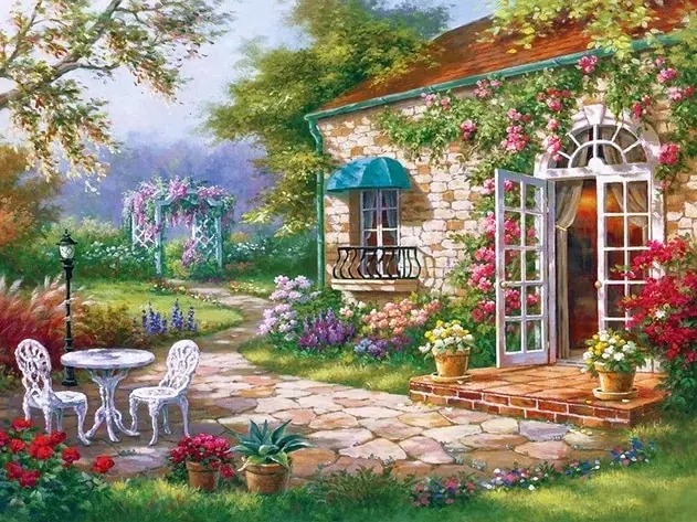 Aperçu du résultat final Maison aux Roses Grimpantes et Pergola Fleurie.