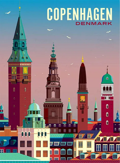 Aperçu du résultat final Panorama Vintage de Copenhague en Broderie Diamant.