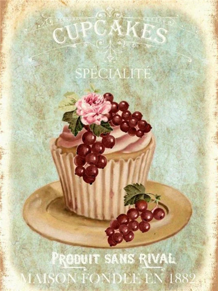 Aperçu du résultat final Vintage Cupcake with Red Currants.