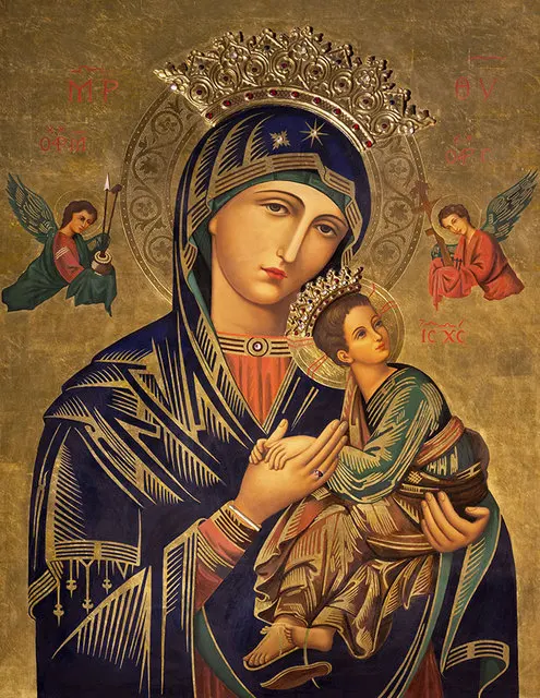 Aperçu du résultat final Vergine Maria e Bambino Gesù in Ricamo Diamante Bizantino.