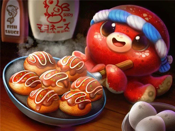 Aperçu du résultat final Takoyaki Octopus: Japanese Feast in Diamonds.
