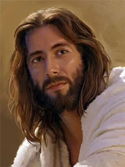 Aperçu du résultat final Serene portret van Christus met lang haar.