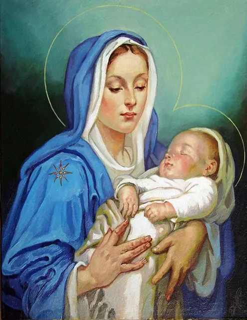 Aperçu du résultat final Vierge Marie à l'Enfant Jésus endormi.