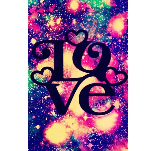 Aperçu du résultat final Galactic Love: Hearts and Stars in Diamond Painting.