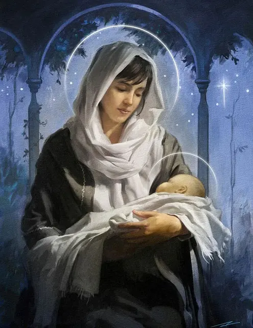 Aperçu du résultat final Virgin Mary and Child Jesus under the Star.