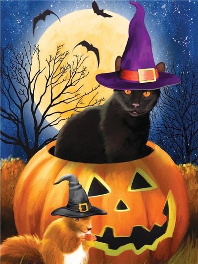Aperçu du résultat final Heksenkat in de Halloweenpompoen.