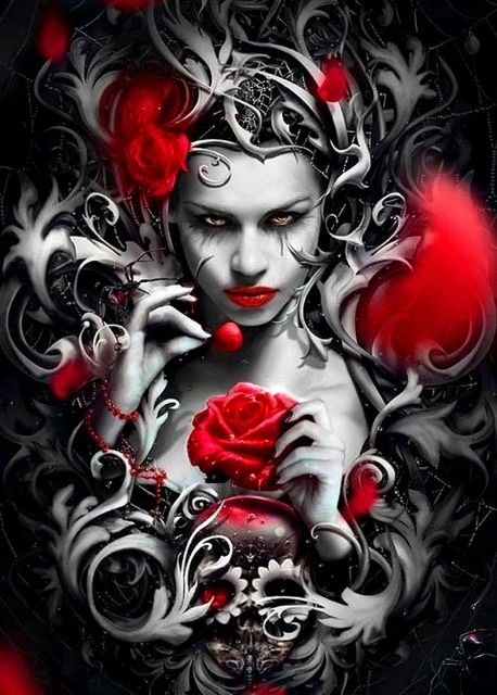 Aperçu du résultat final Gothic Rose with Piercing Gaze.