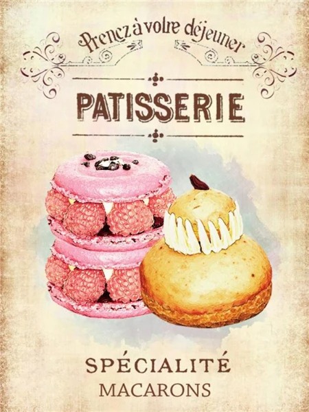 Aperçu du résultat final Vintage Sweetness: Macarons and Cream Puff.