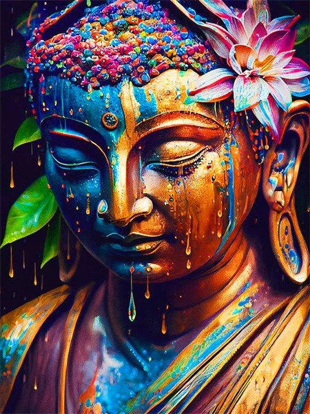 Aperçu du résultat final Meditierender Buddha mit mehrfarbigen Perlen.