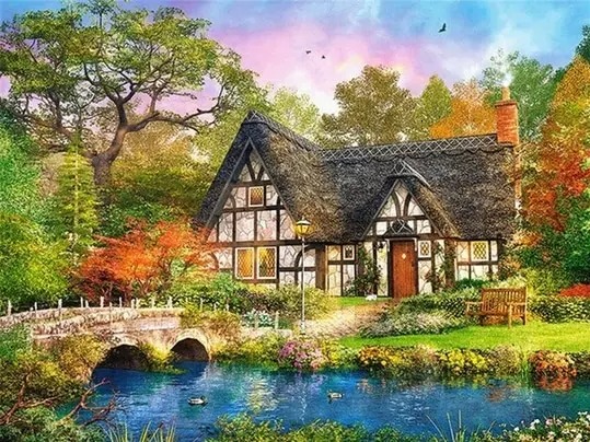 Aperçu du résultat final Englisches Cottage mit Enten.