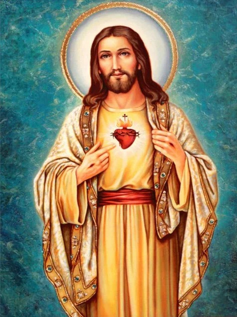 Aperçu du résultat final Sacred Heart of Jesus Diamond Painting.