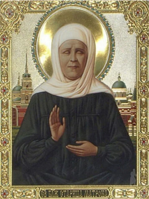Aperçu du résultat final Saint Matrona of Moscow: Orthodox Icon in Diamond Embroidery.
