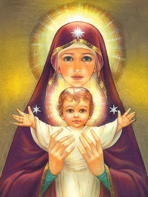 Aperçu du résultat final Virgin Mary and Baby Jesus: Celestial Light.