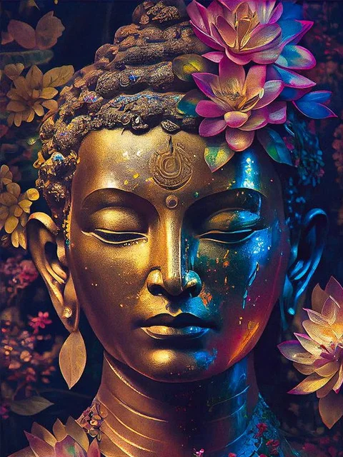 Aperçu du résultat final Bouddha Doré aux Fleurs de Lotus.