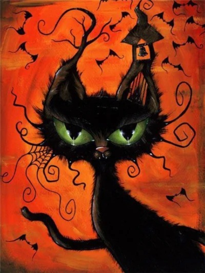 Aperçu du résultat final Chat Noir Ensorcelé d'Halloween.