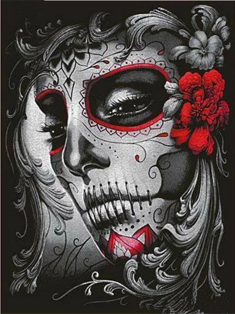 Aperçu du résultat final Calavera met Rode Bloemen.