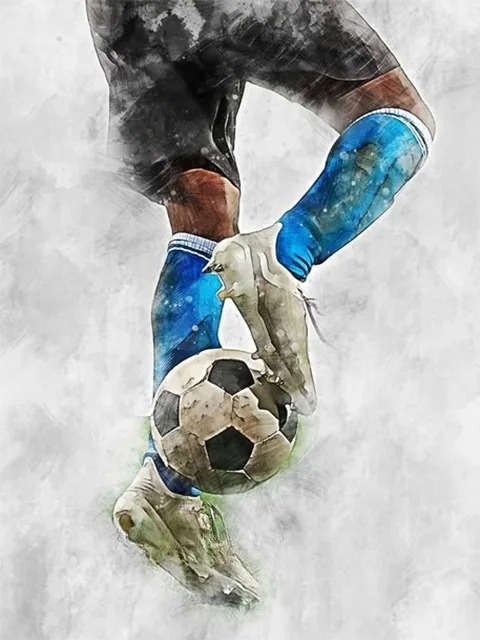 Aperçu du résultat final Action Football en Aquarelle.