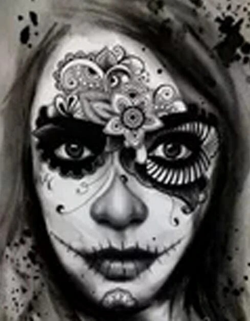 Aperçu du résultat final Elegante Calavera met Goudsbloemen.