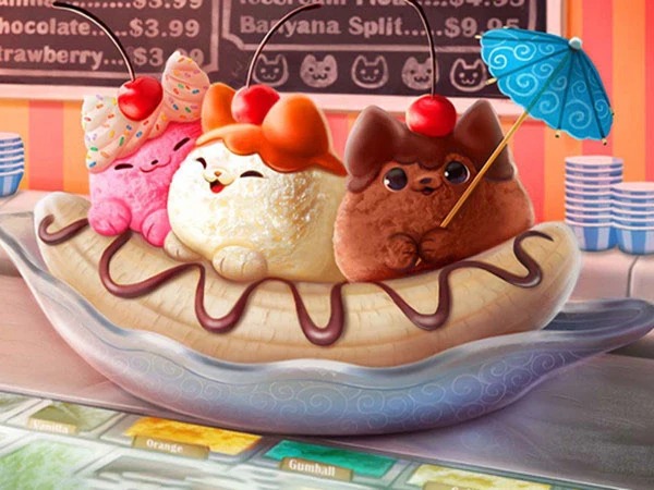 Aperçu du résultat final Feline Banana Split: Gourmet Ice Cream Cats.