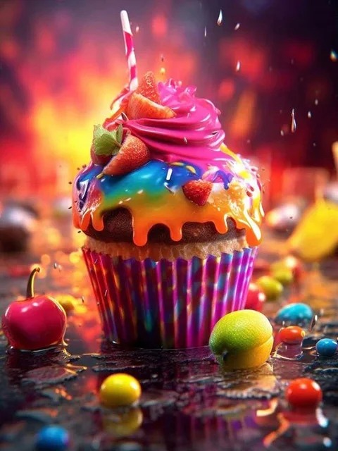 Aperçu du résultat final Fairy Cupcake in Festive Colors.