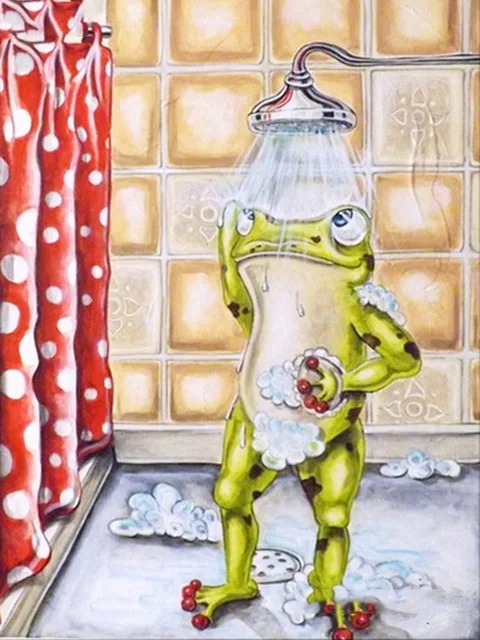 Aperçu du résultat final Duschender Frosch mit roten Beeren.