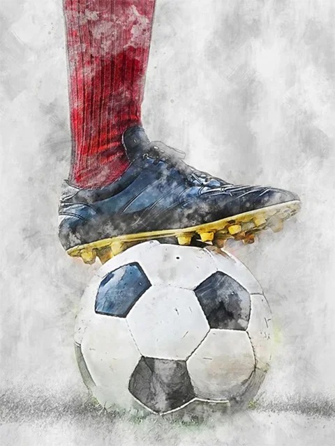 Aperçu du résultat final Watercolor Footballer Leg.