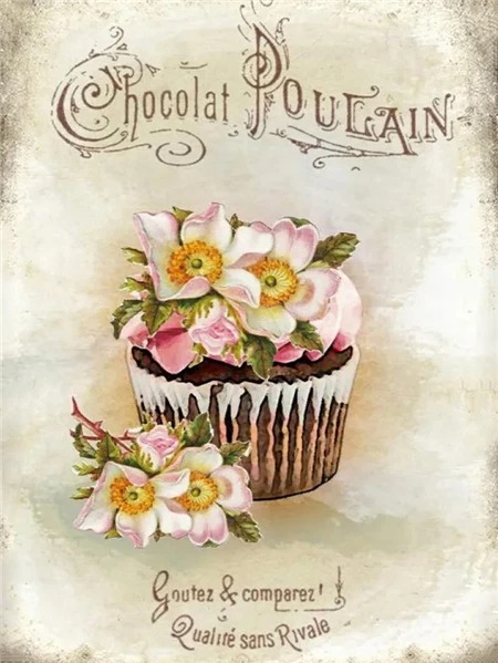 Aperçu du résultat final Vintage Chocolate Poulain Cupcake.