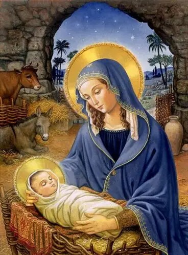 Aperçu du résultat final Vierge Marie et Enfant Jésus sous les Étoiles.