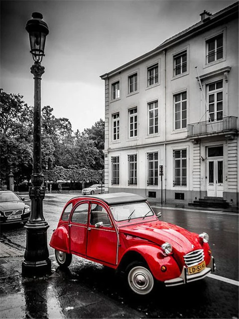 Aperçu du résultat final Rode 2CV onder de Parijse Regen.