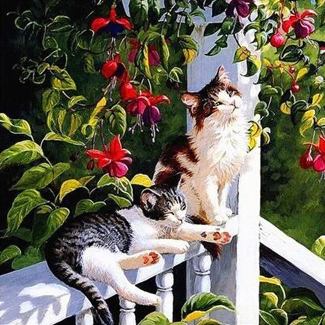 Aperçu du résultat final Chats Fleuris sur la Balustrade.