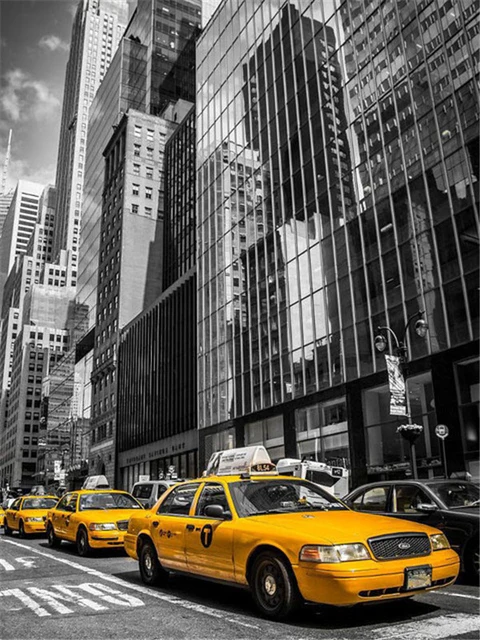Aperçu du résultat final Taxi Gialli di New York in Bianco e Nero.
